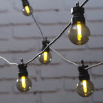 Гирлянда Лампочки Дымчатые, 20 ламп, теплые белые LED, 9.5 м, черный ПВХ, соединяемая, IP44