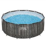 Каркасный бассейн 561PZ Bestway Steel Pro Max - Grey Wood 366*122 см, фильтр-насос, лестница