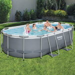 Каркасный овальный бассейн Bestway Power Steel Gray 427*250*100 см, фильтр-насос, аксессуары