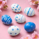 Пасхальные подвески Яйца - Blue Easter 6 см, 6 шт, натуральные