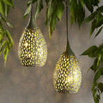 Подвесной солнечный светильник Solar Drop 21*13 см с теплыми белыми LED, зелёный, IP44