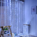 Гирлянда штора Капельки Росы 1.9*1.9 м, 400 холодных белых мини LED ламп, серебряная проволока, IP20