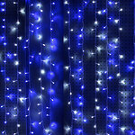 Светодиодный дождь 2.4*1.5 м, 500 холодных белых/синих LED ламп, прозрачный ПВХ, соединяемый, IP44