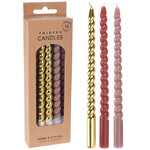 Свечи витые Precioso Vela - Gold and Pink 17 см, 10 шт