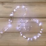 Гирлянда на батарейках Лучи Росы 8*1.9 м, 160 холодных белых мини LED ламп, серебряная проволока, IP20